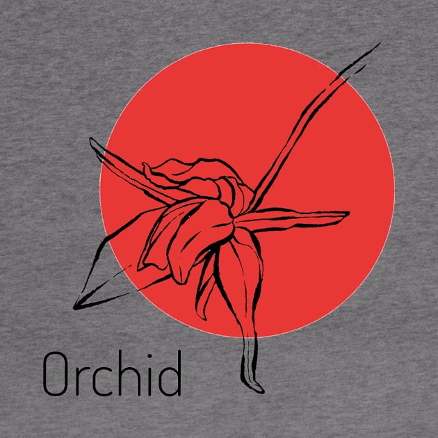 Orchid on red circle by Art by Taya 